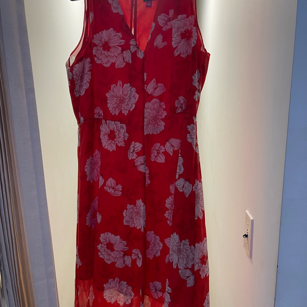 Vince Camuto Red Floral Midi Dress